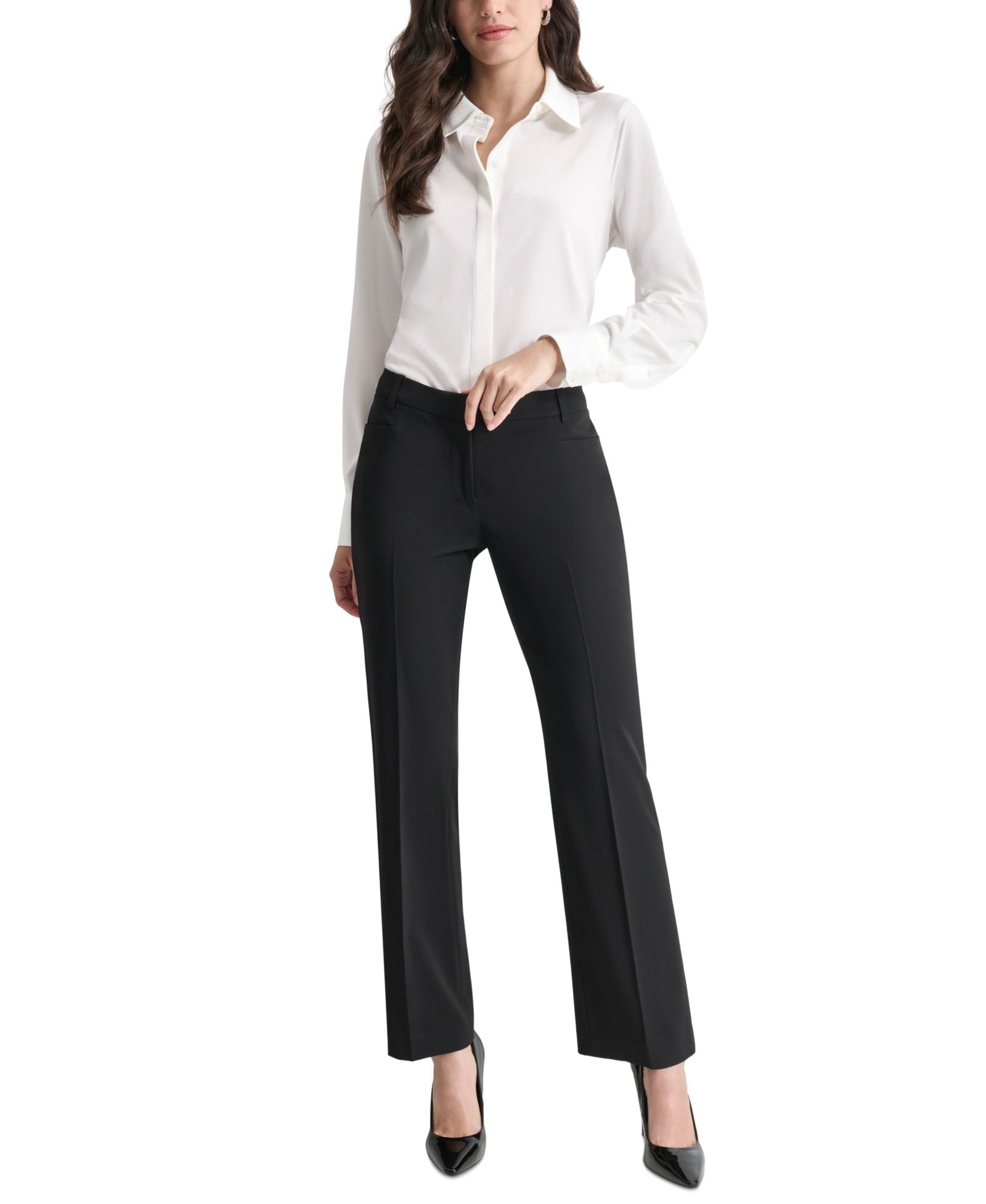 Брюки DKNY Petite Modern-Fit Mid-Rise Wide-Leg