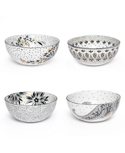 Portmeirion Sara Miller Artisanne Noir Cereal Bowls, Set of 4