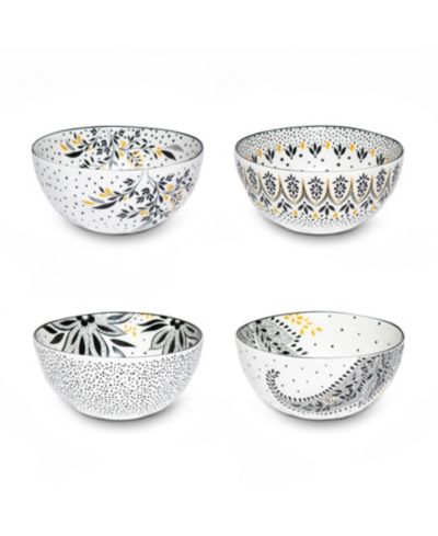 Portmeirion Sara Miller Artisanne Noir Rice Bowls, Set of 4