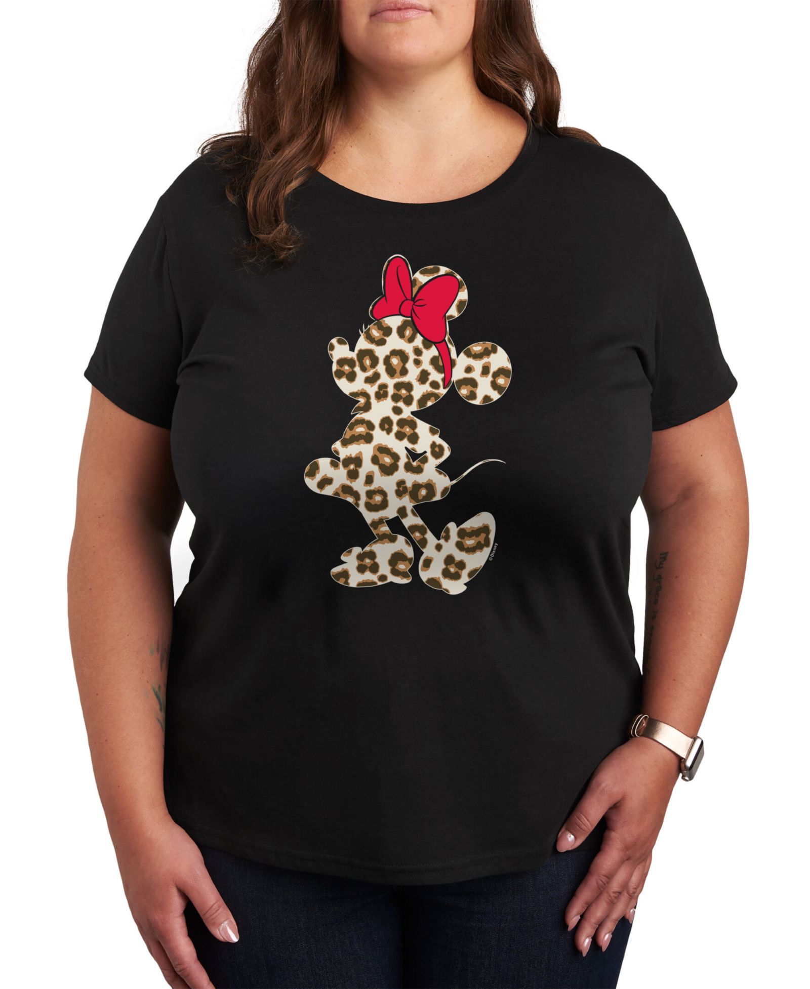 Hybrid Apparel T-shirt с графическим принтом Minnie Mouse Cheetah Silhouette, Plus Size