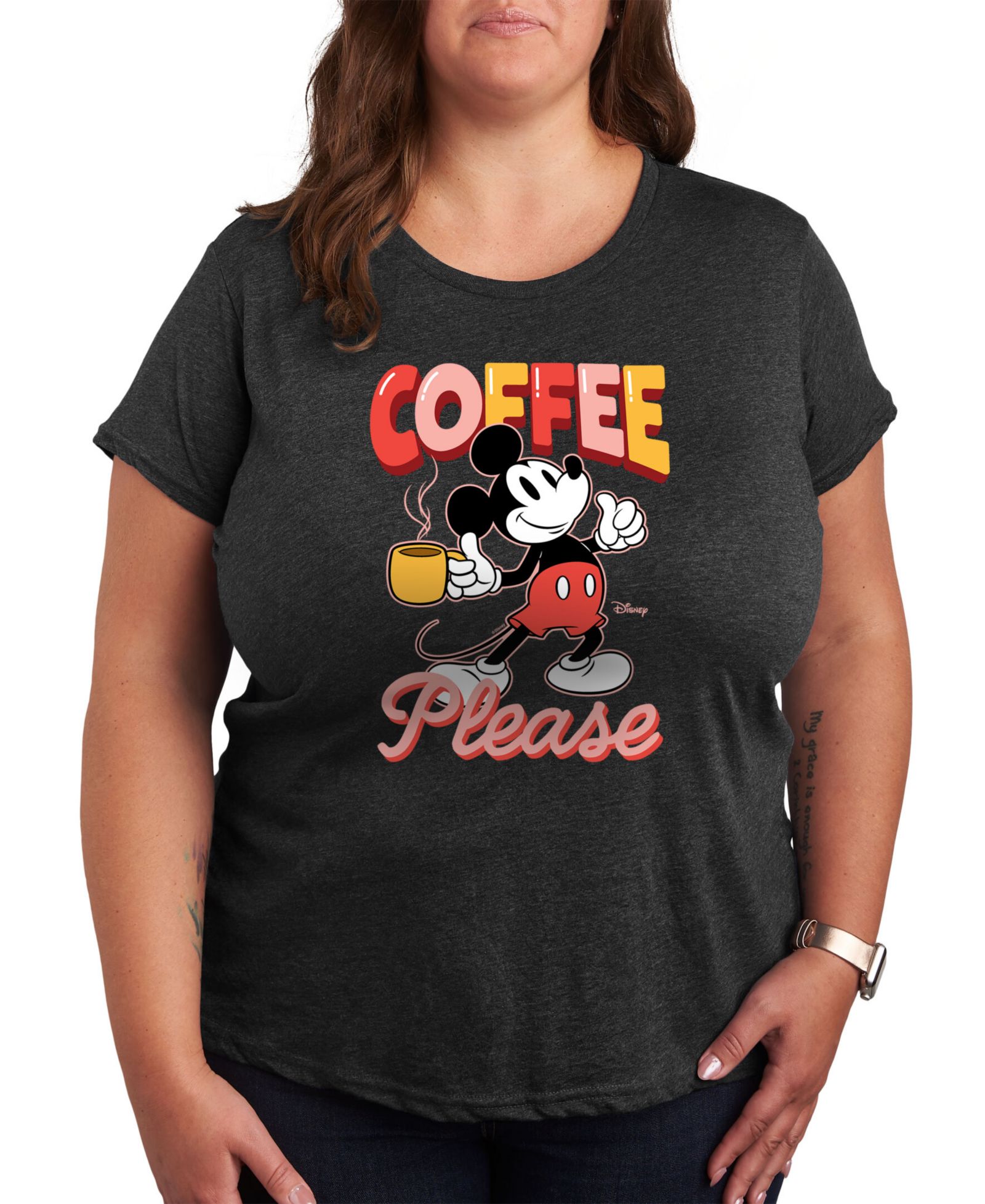Футболка Hybrid Apparel Trendy Plus Size Mickey Mouse Coffee Please Graphic