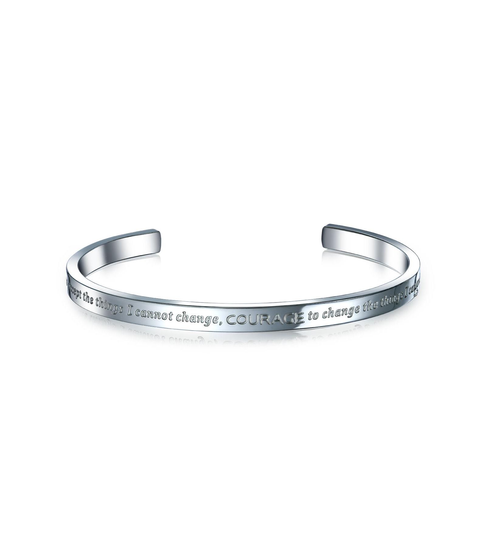 Bling Jewelry Serenity Prayer Religious Mantra Cuff Bracelet Silver Tone Stainless Steel