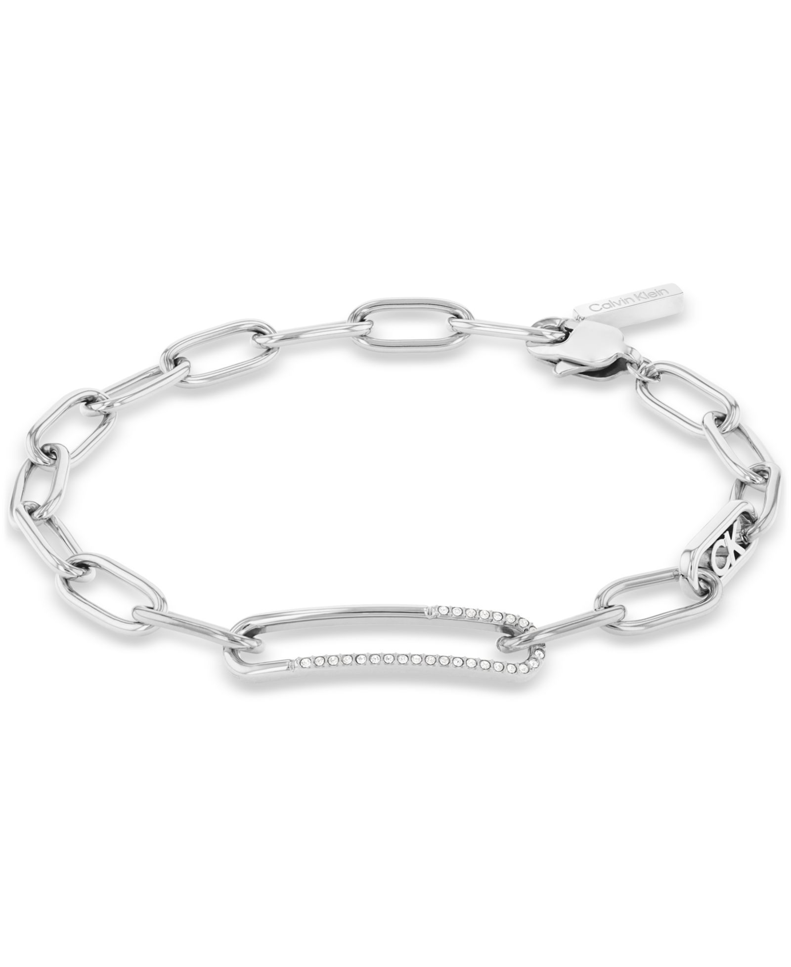 Calvin Klein Stainless Steel Pavé & Logo Link Bracelet