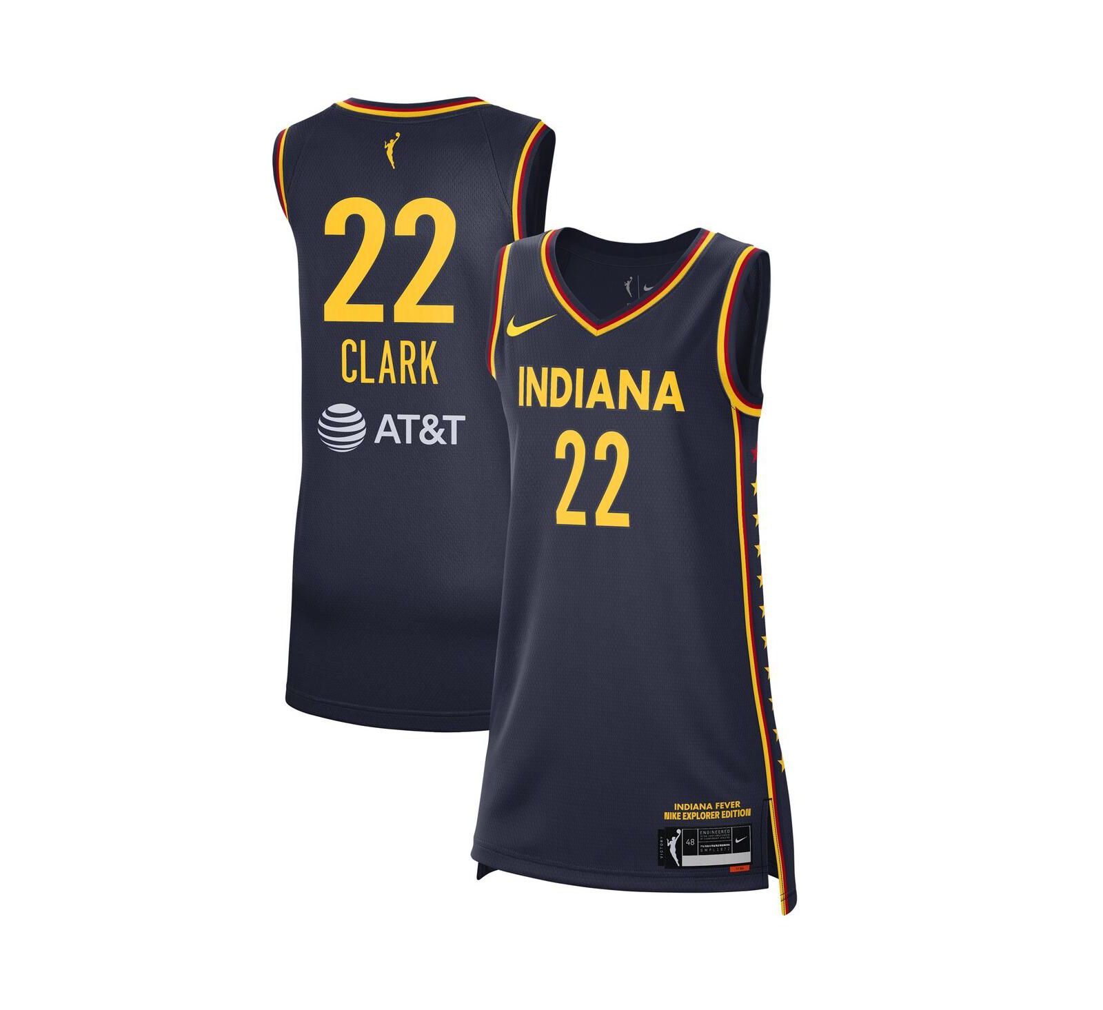 Nike Женская и Мужская джерси Caitlin Clark Navy Indiana Fever 2024 WNBA Draft Explorer Edition Victory Player