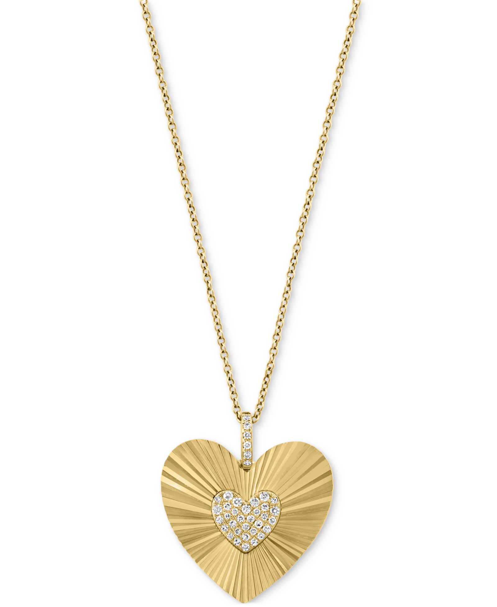 EFFY® ожерелье-подвеска Diamond Heart Cluster Sunray 18" в 14k золоте (1/6 ct. t.w.)