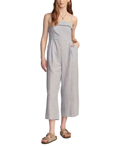Женский полосатый укороченный комбинезон из хлопка и льна Lucky Brand