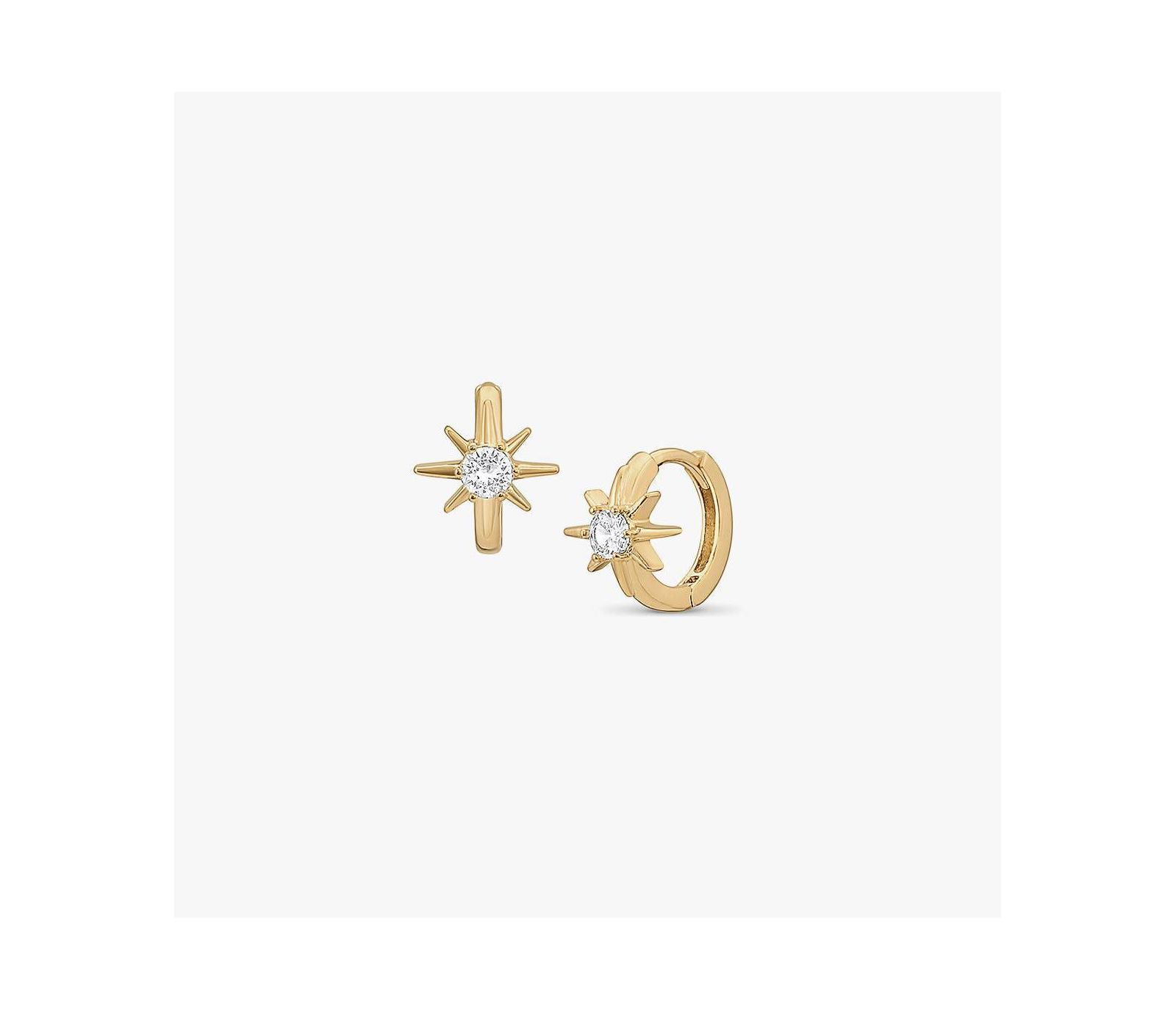 Серьги-кольца Bearfruit Jewelry 14k Gold Plated Pointed Star Huggies
