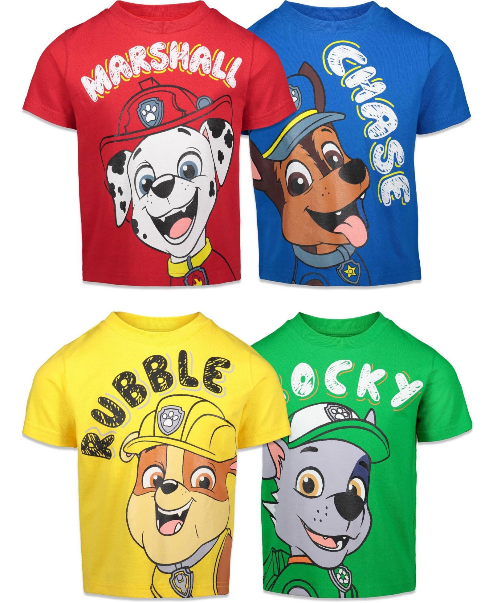 Набор футболок Paw Patrol Little Boys Chase Marshall Rubble Rocky 4 Pack Graphic