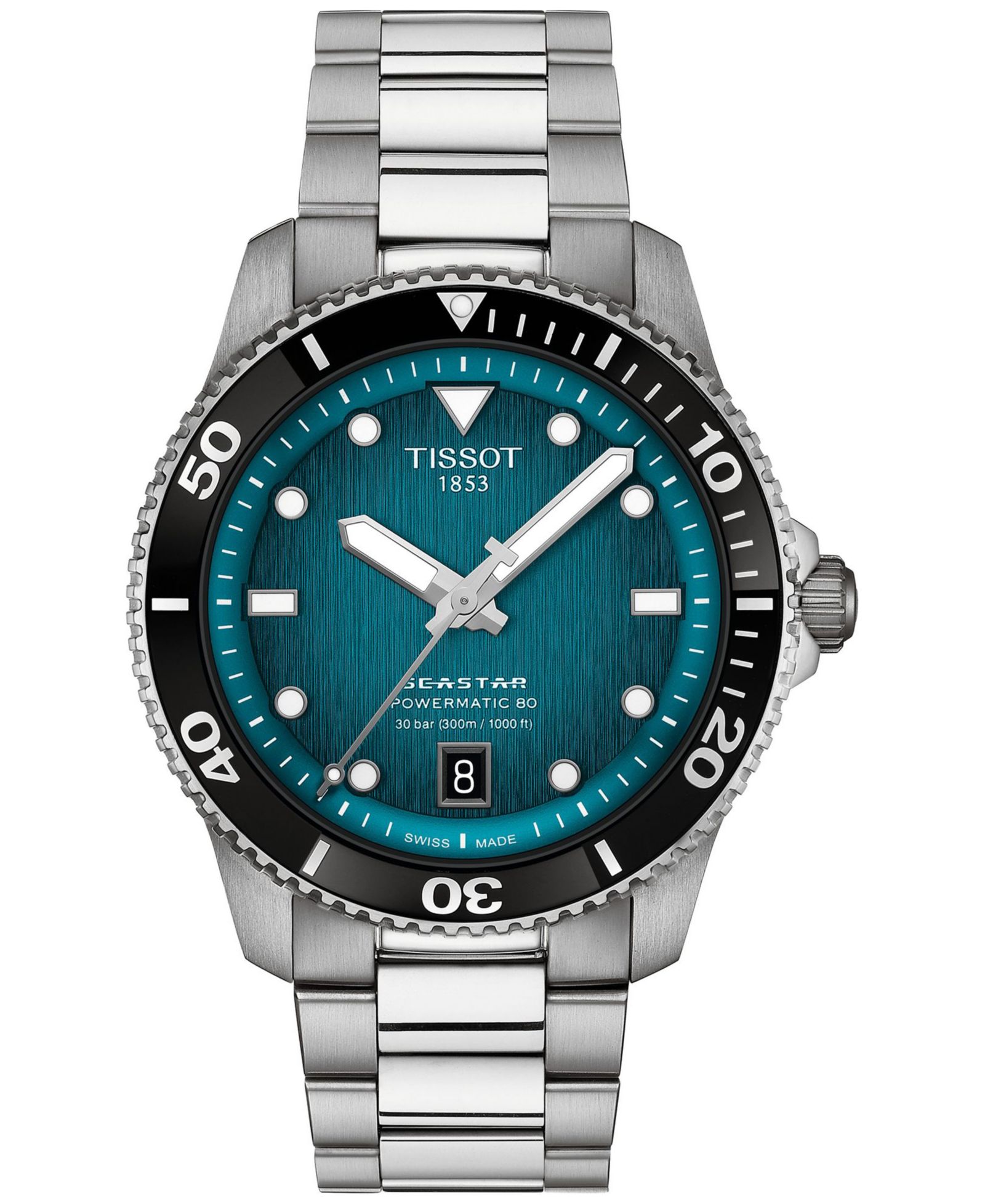 Tissot Men's Swiss Automatic Seastar 1000 Powermatic 80 Stainless Steel Bracelet Watch 40mm