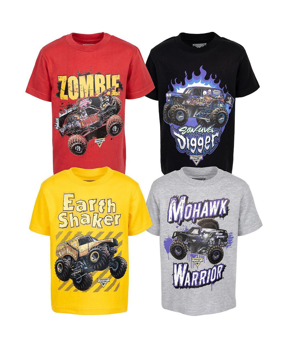 Мужские футболки Monster Jam с принтом Earth Shaker Zombie Grave Digger, 4 шт.