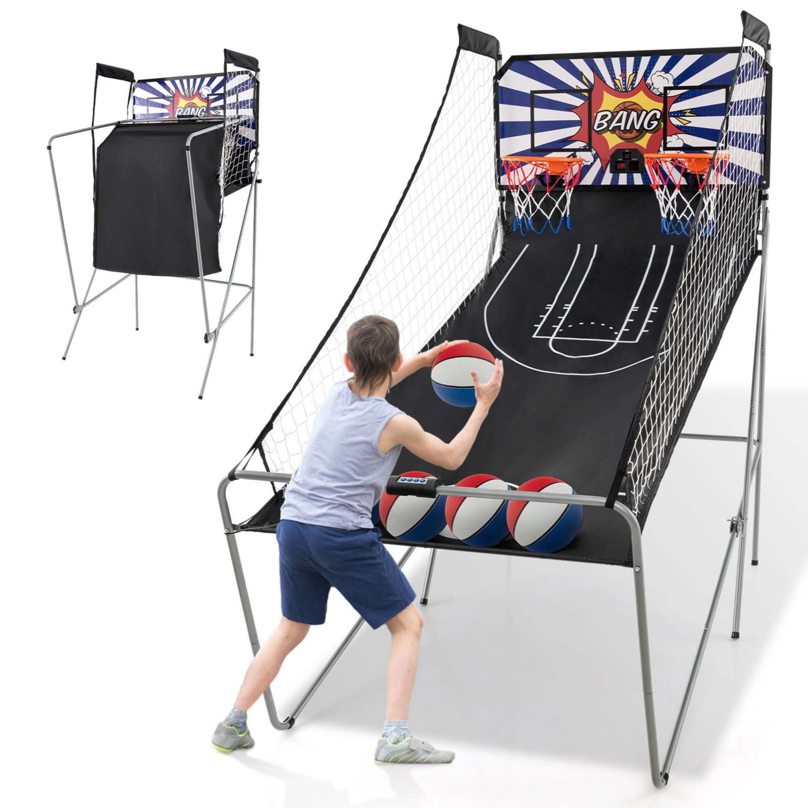 Costway игровой автомат для баскетбола Dual Shot с 8 игровыми режимами и звуком
