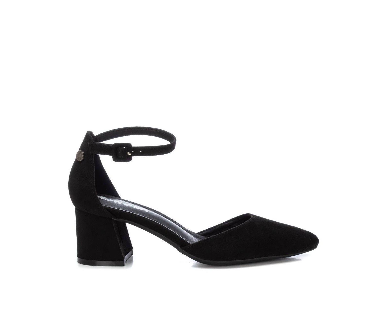 Xti Women's Block Heel Ankle Strap Suede Pumps