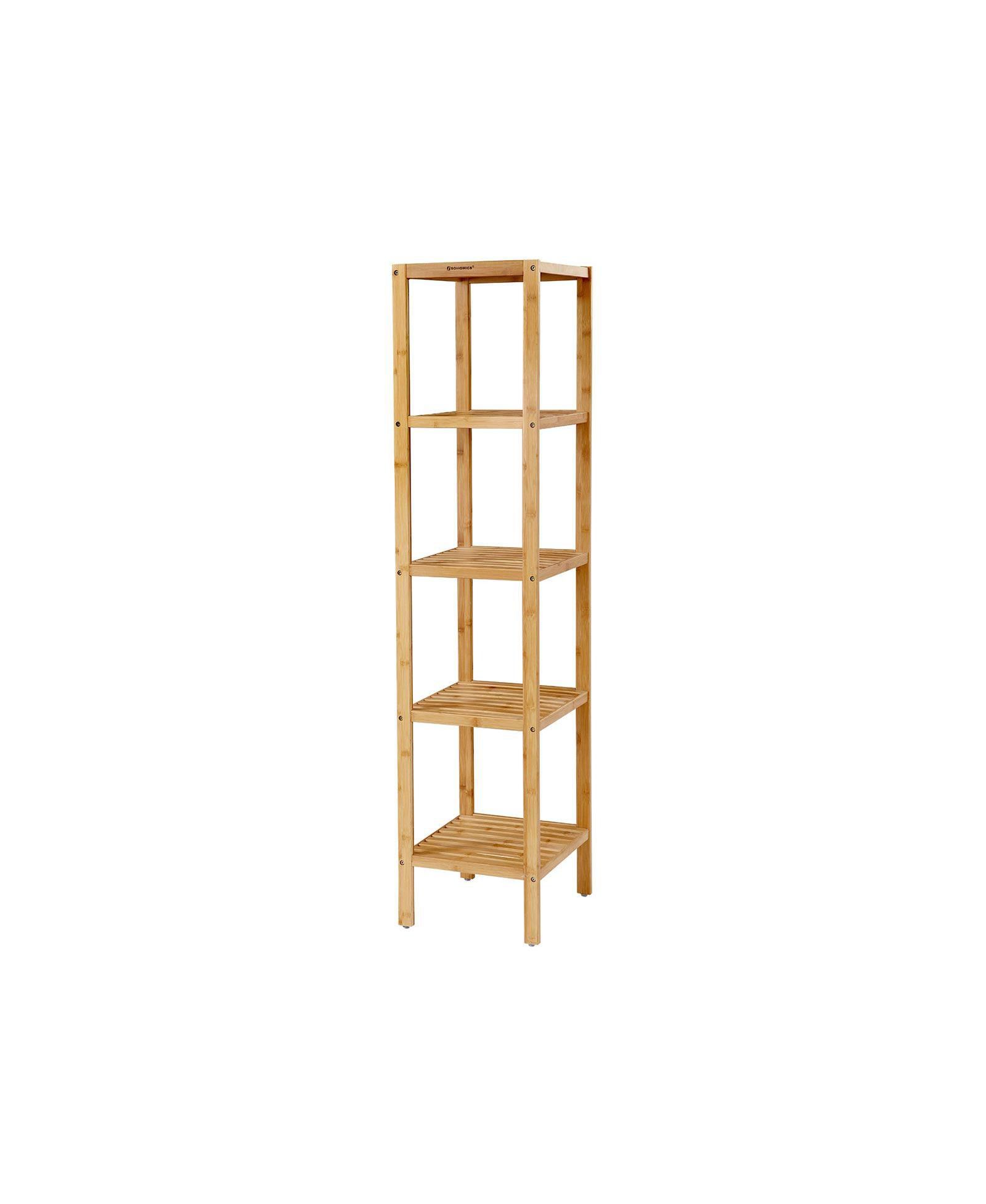 Freestanding 5-Tier Wicker Rack for Bathroom or Compact Room Organization