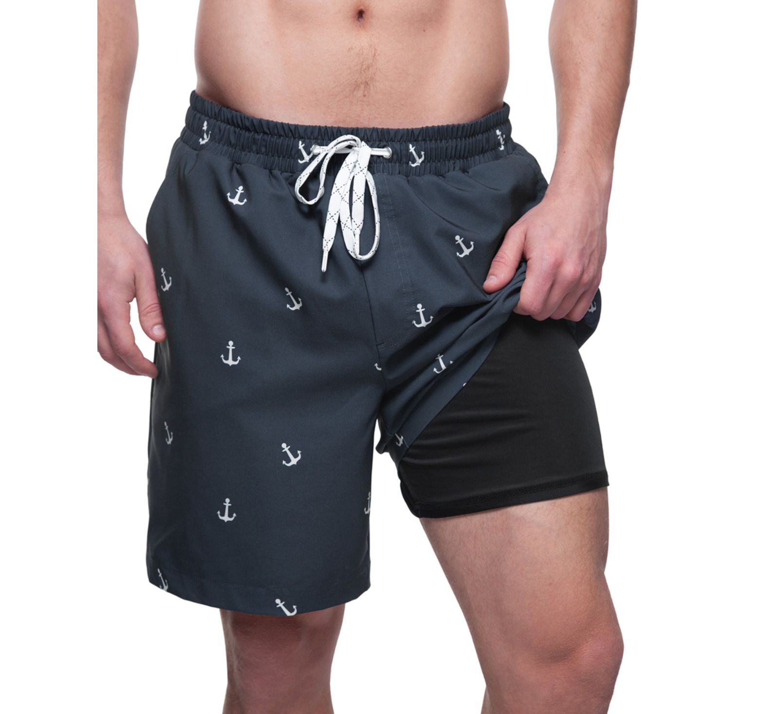 Rokka&Rolla Men's 7" Compression Liner Stretch Swim Trunks UPF 50+