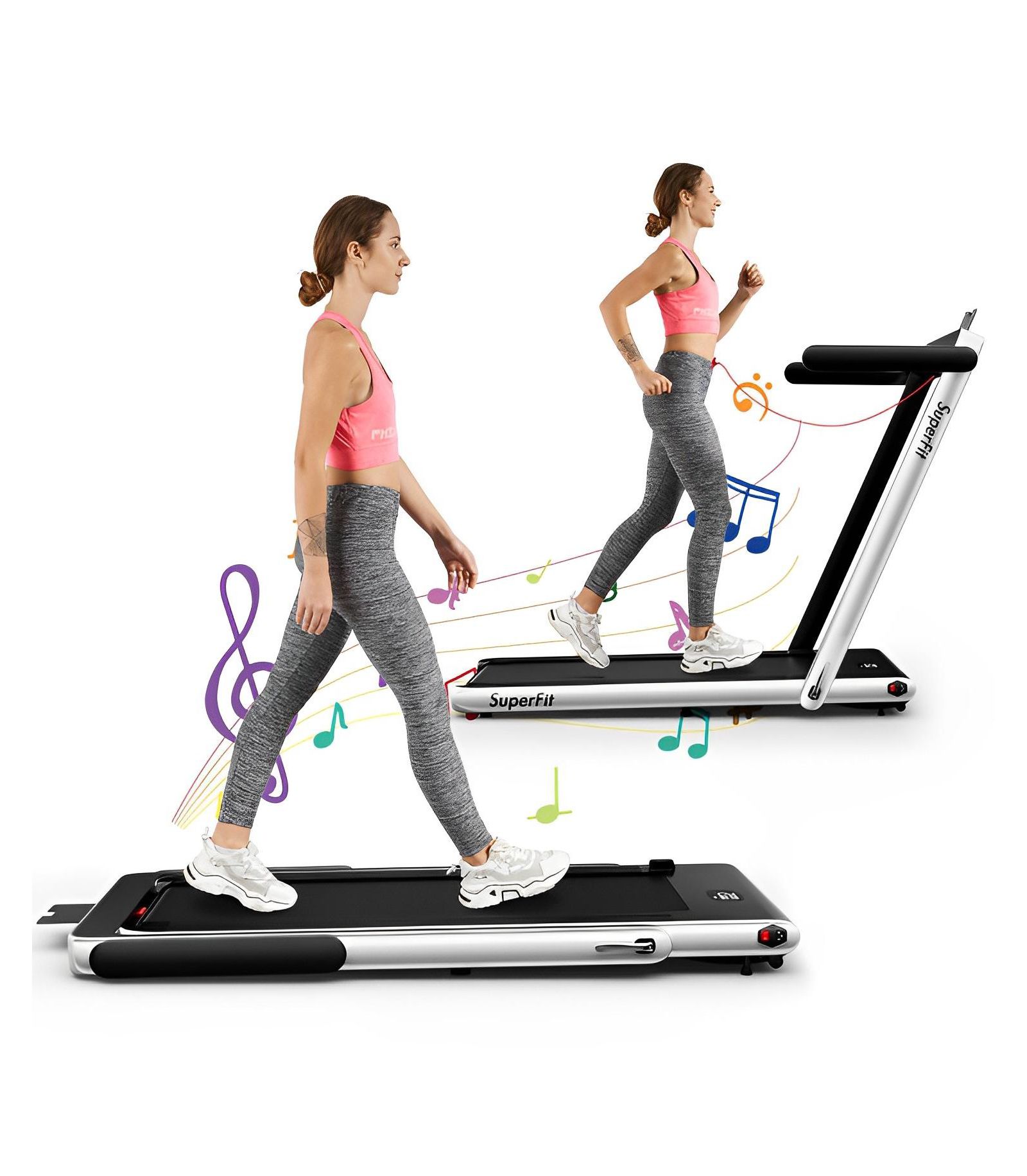 2.25HP 2-in-1 Folding Treadmill with App and Speaker Remote Control
