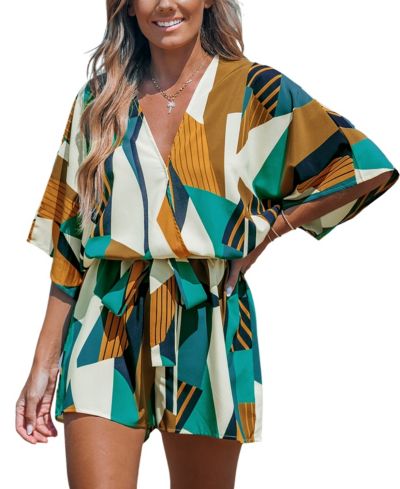 Cupshe Женский ромпер Abstract Geo Dolman Straight Leg