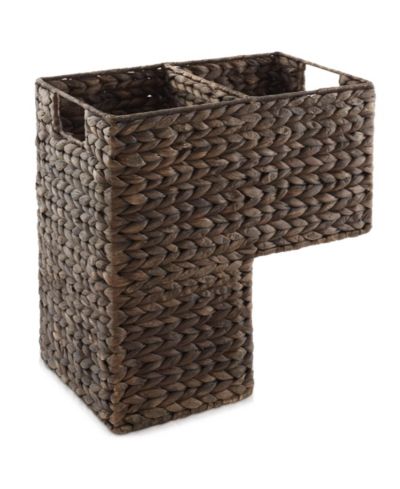 Casafield Stair Basket with Handles, - Woven Water Hyacinth Staircase Step Organizer Bin