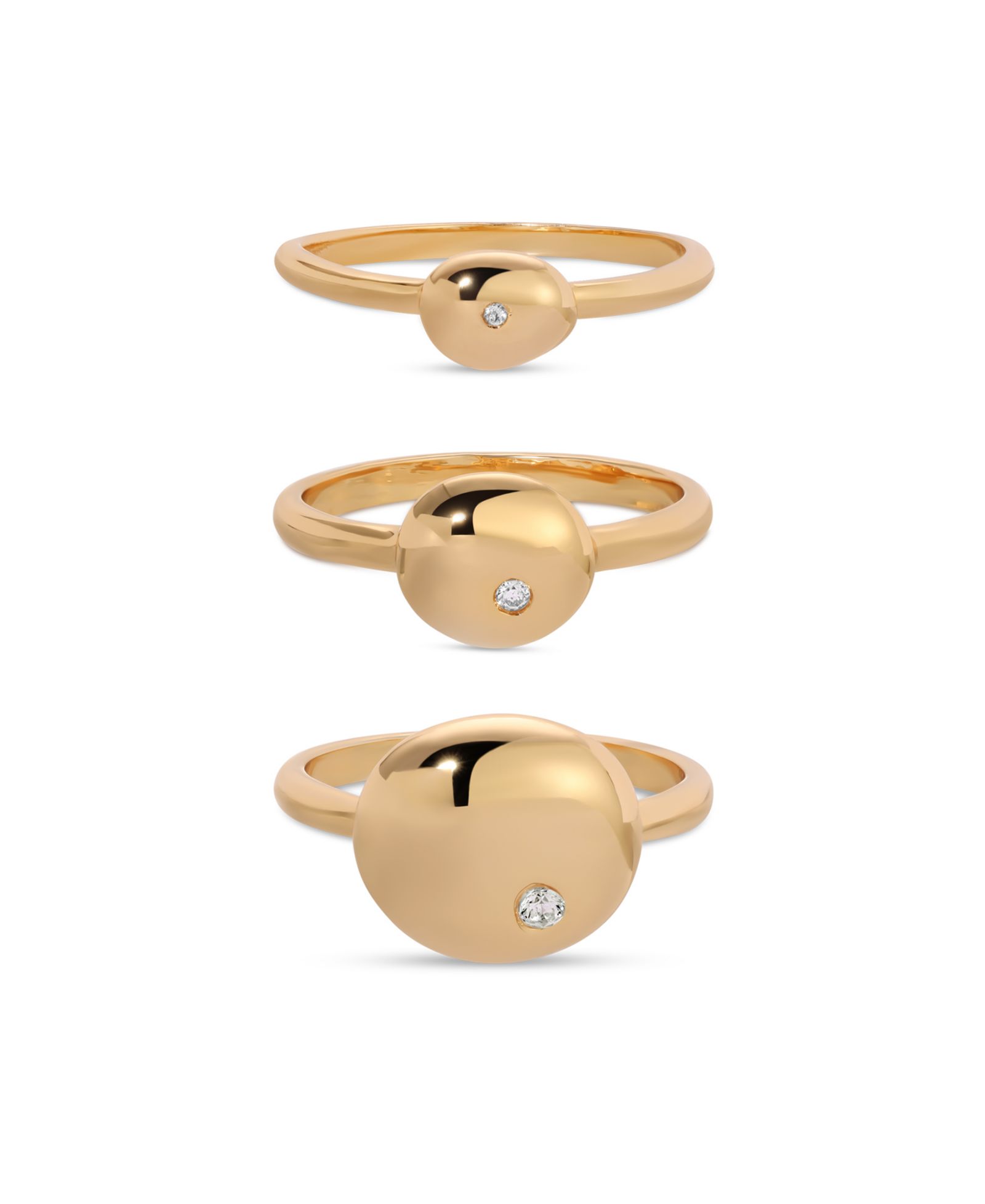 ETTIKA Polished Stacking Pebble Ring Set