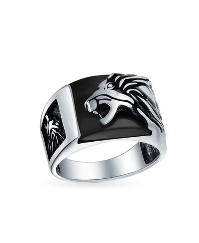 Bling Jewelry Кольцо Roaring Lion Head из оксидированного Sterling Silver