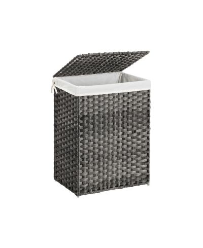 Корзина для белья из синтетического ротанга Slickblue с крышкой, 90L (23.8 Gallon)