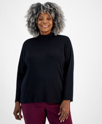 Топ с воротником-стойкой Plus Size Style & Co