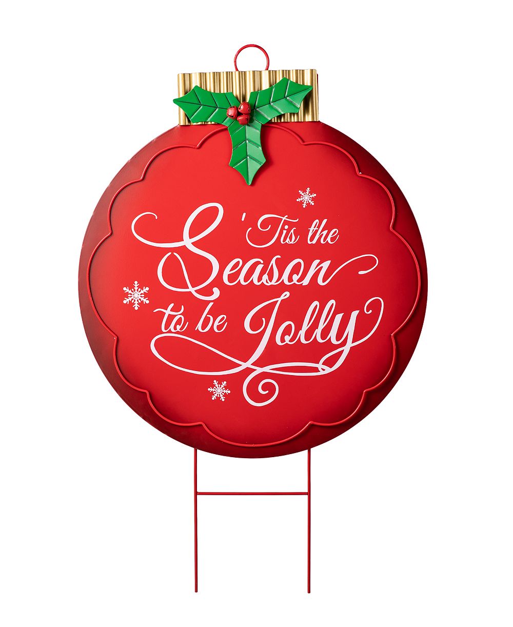 Glitzhome 32"H Large Metal Christmas Ornament Yard Stake or Wall Décor