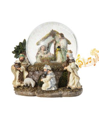 Glitzhome Рождественская музыкальная снежная сфера с фигурками Nativity Scene, 150mm
