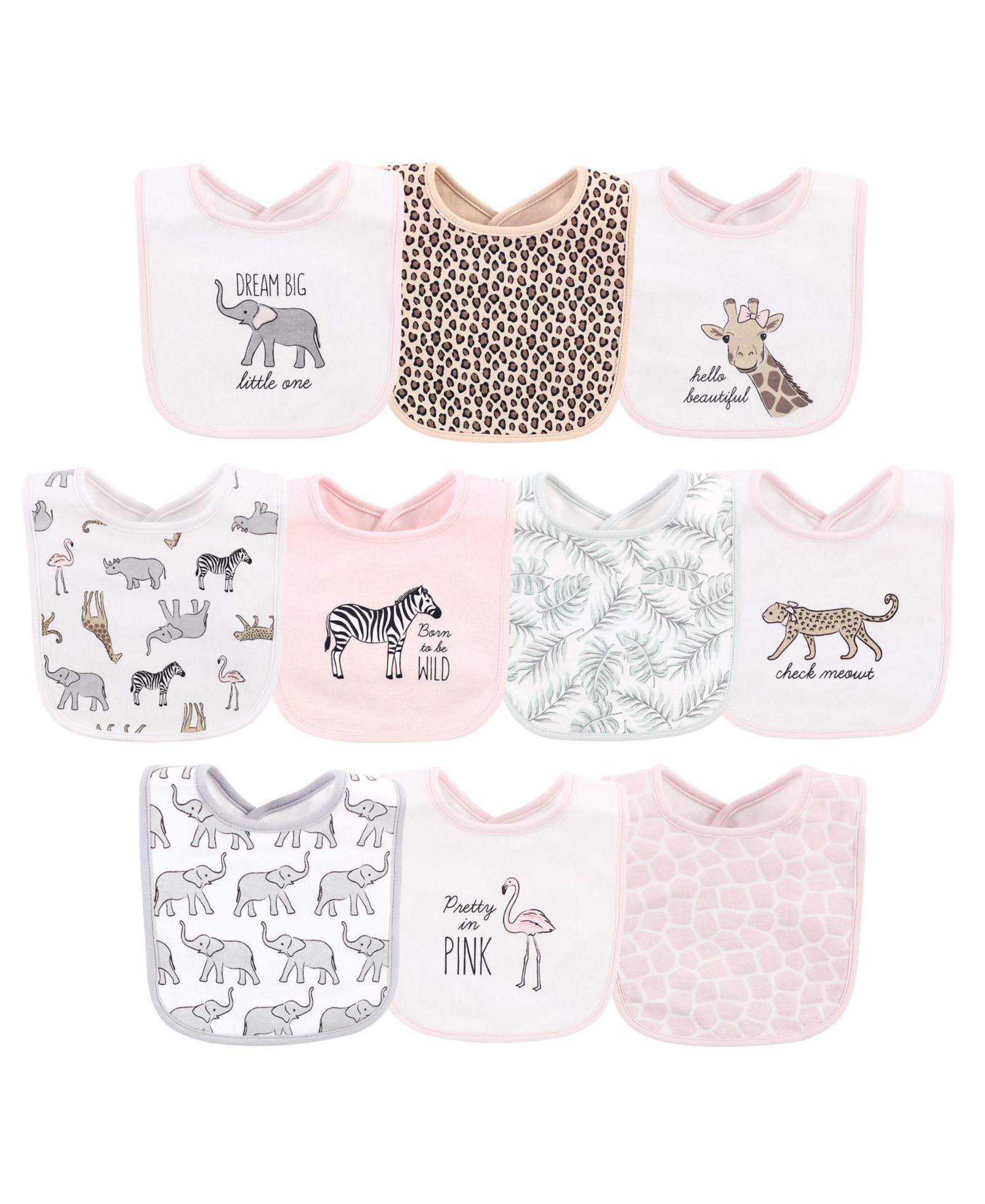 Hudson Baby Girls 10Pk Interlock Bibs