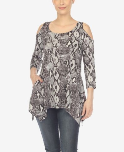 Женская туника White Mark Snake Print Cold Shoulder