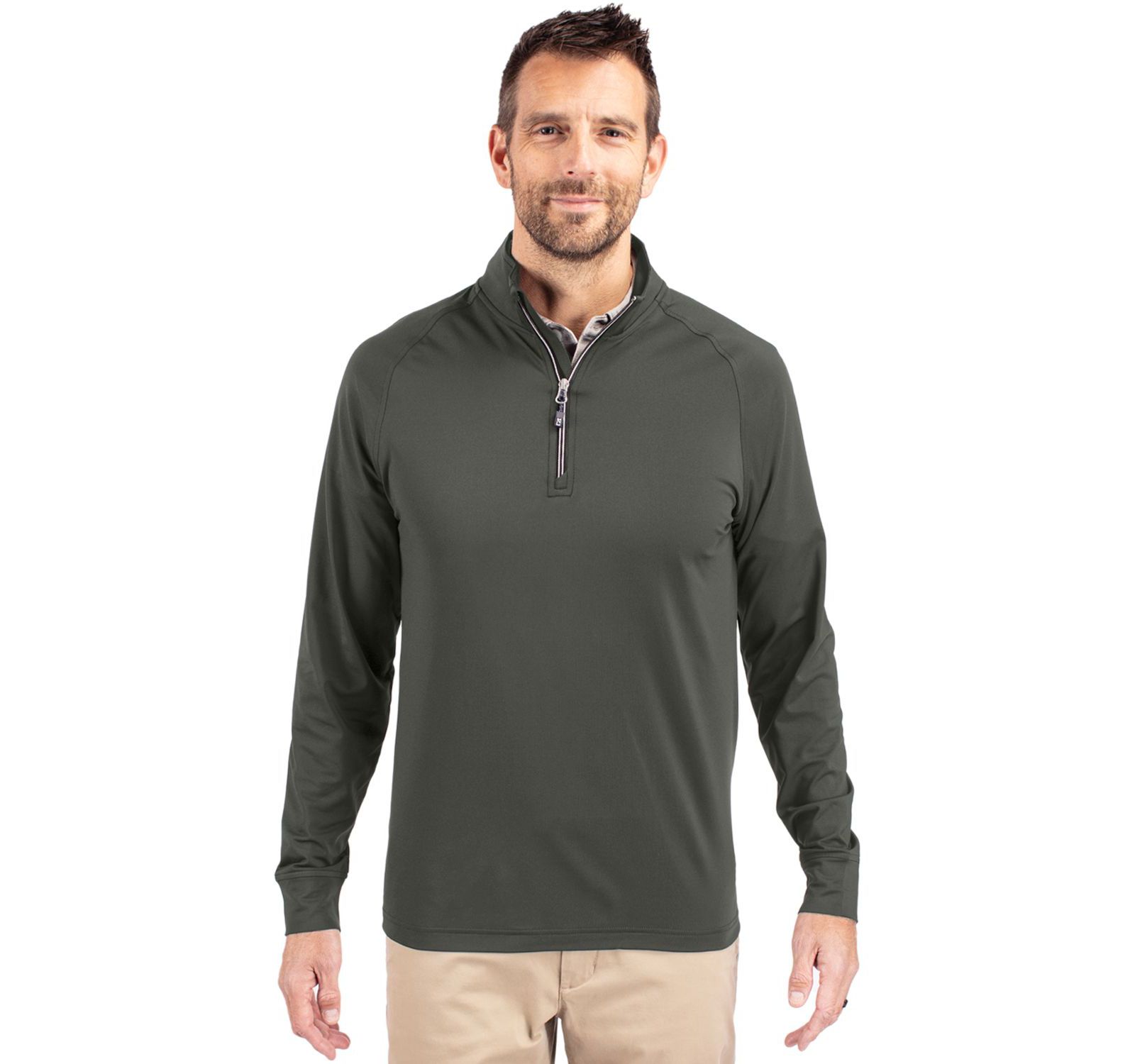 Cutter & Buck Men's Adapt Eco Knit Stretch Quarter Zip Pullover Jacket