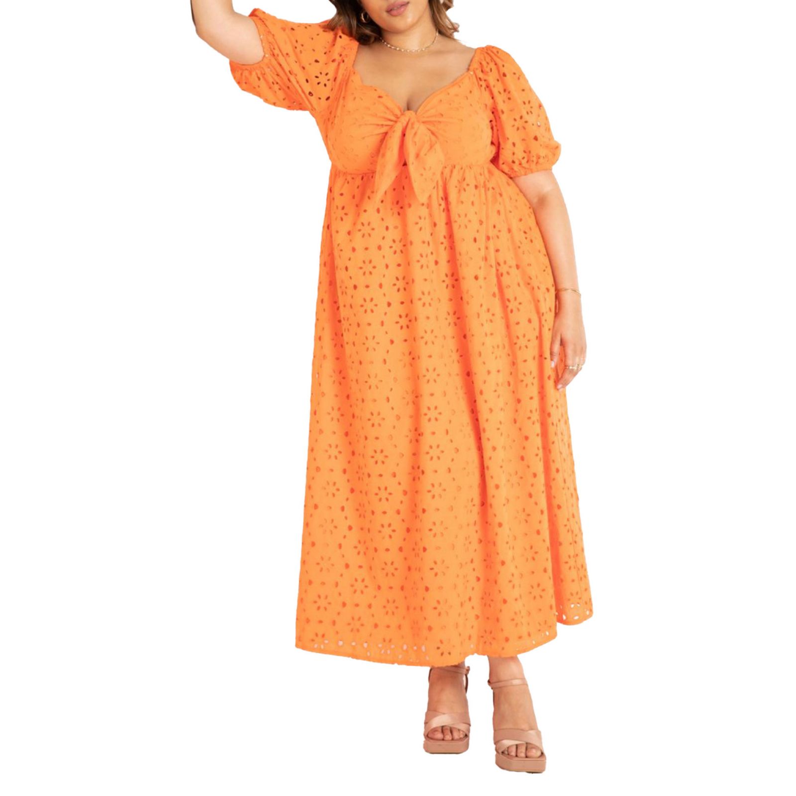 Женское платье ELOQUII Eyelet Tie Front Maxi
