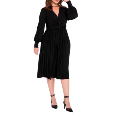 Женское плиссированное платье ELOQUII Knot Front Skirt Dress