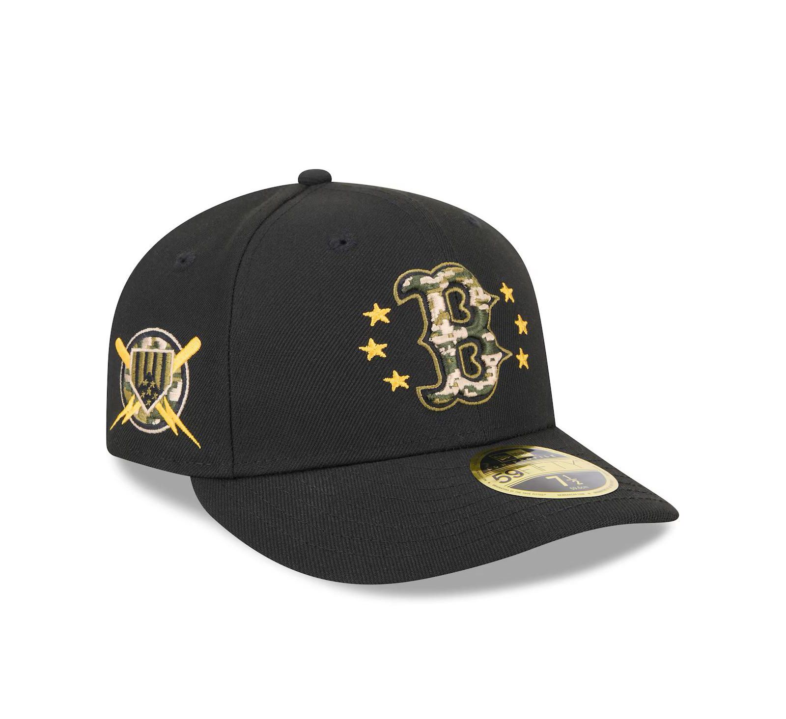 Мужская кепка New Era Black Boston Red Sox 2024 Armed Forces Day Low Profile 59FIFTY Fitted