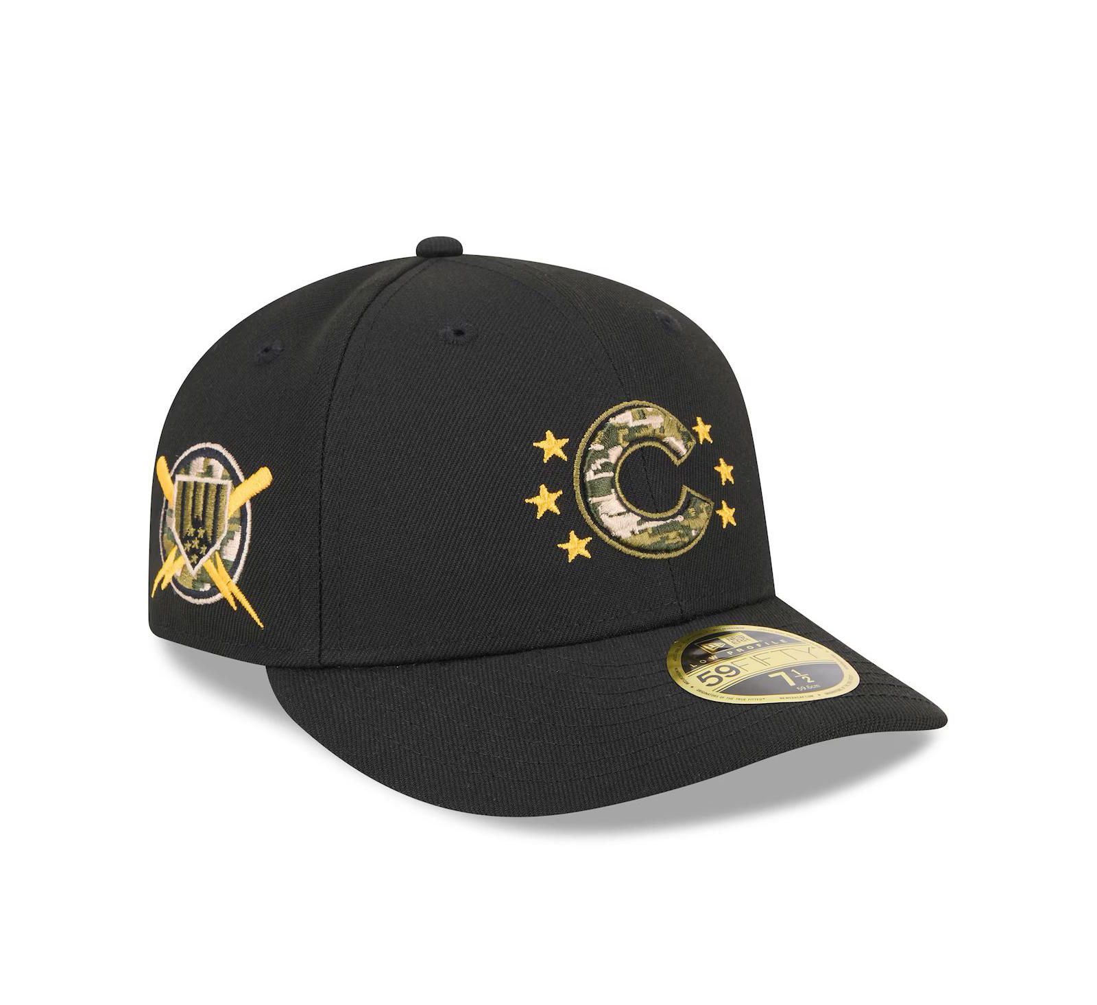 New Era Мужская кепка 59FIFTY Low Profile Chicago Cubs 2024 Armed Forces Day, черная