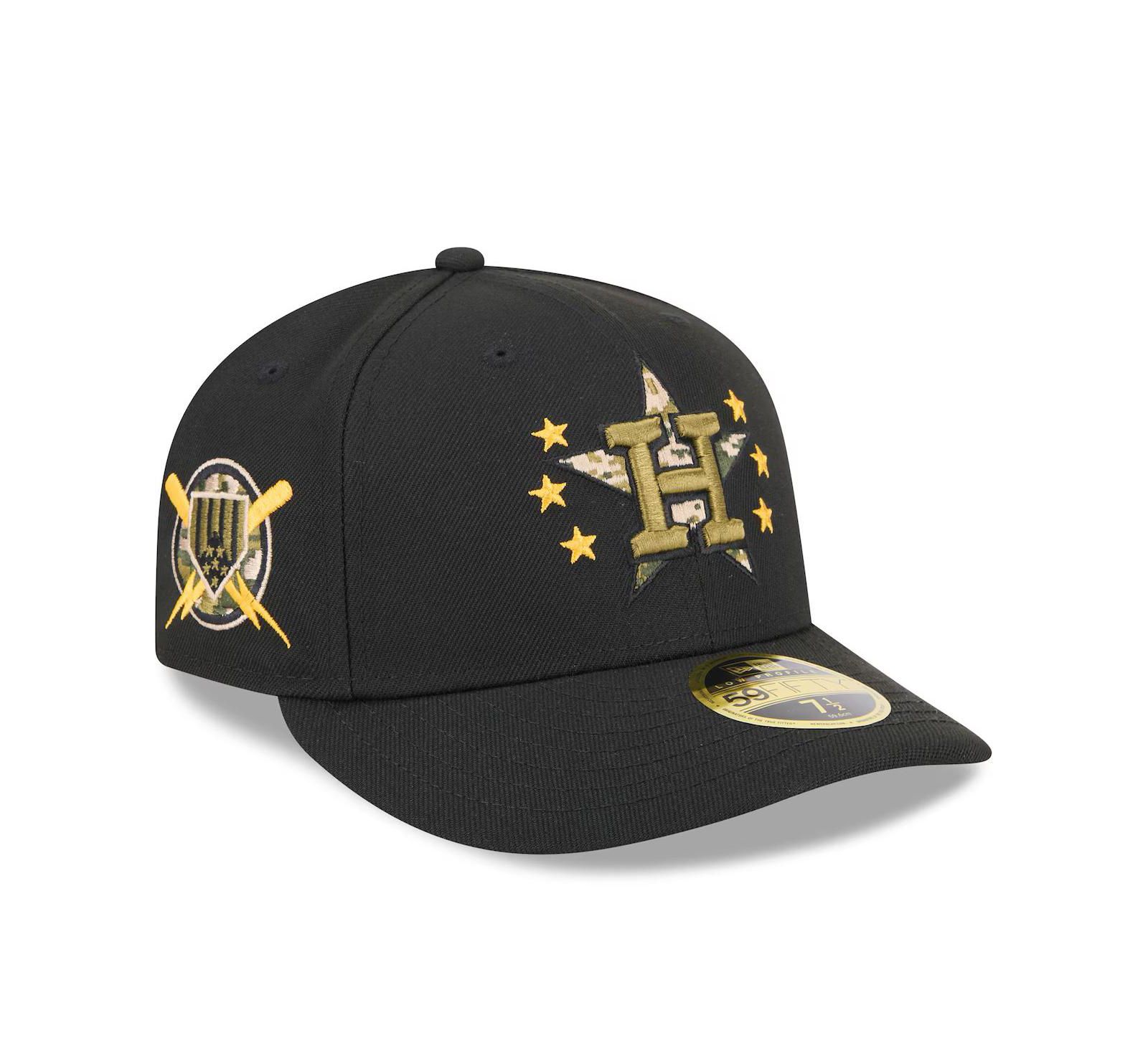 Мужская кепка New Era 59FIFTY Low Profile, Houston Astros 2024 Armed Forces Day, черная