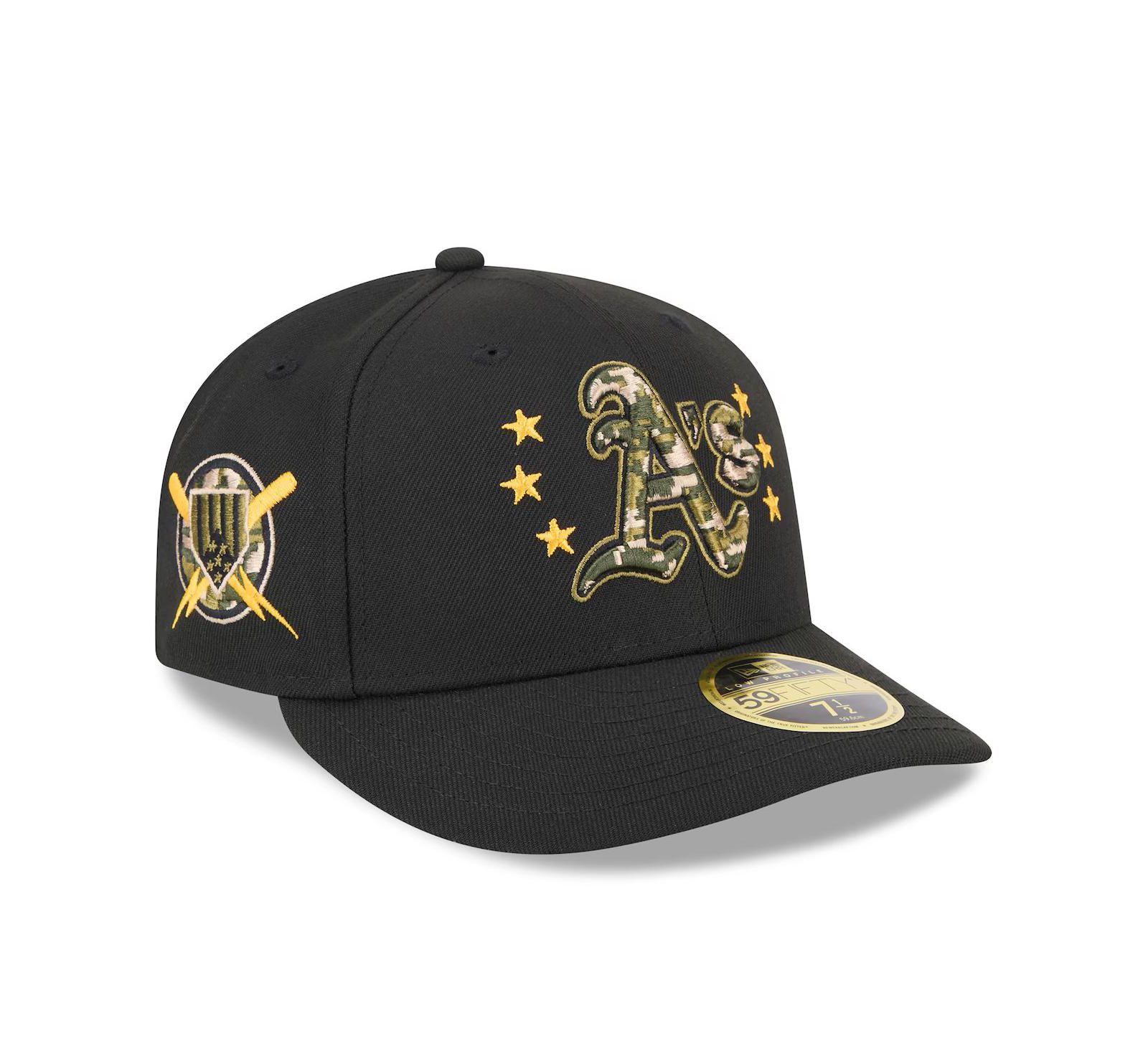 New Era Мужская кепка 59FIFTY Low Profile Oakland Athletics 2024 Armed Forces Day Black