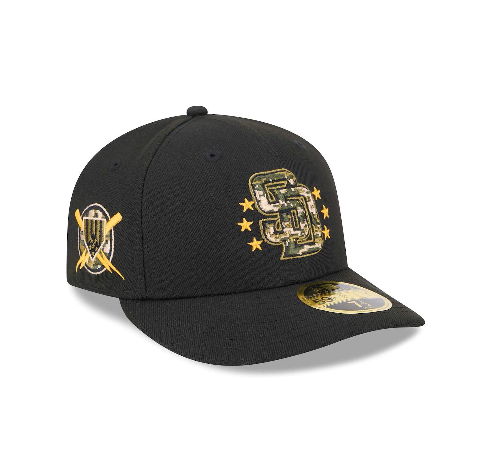 Мужская кепка New Era Black San Diego Padres 2024 Armed Forces Day 59FIFTY