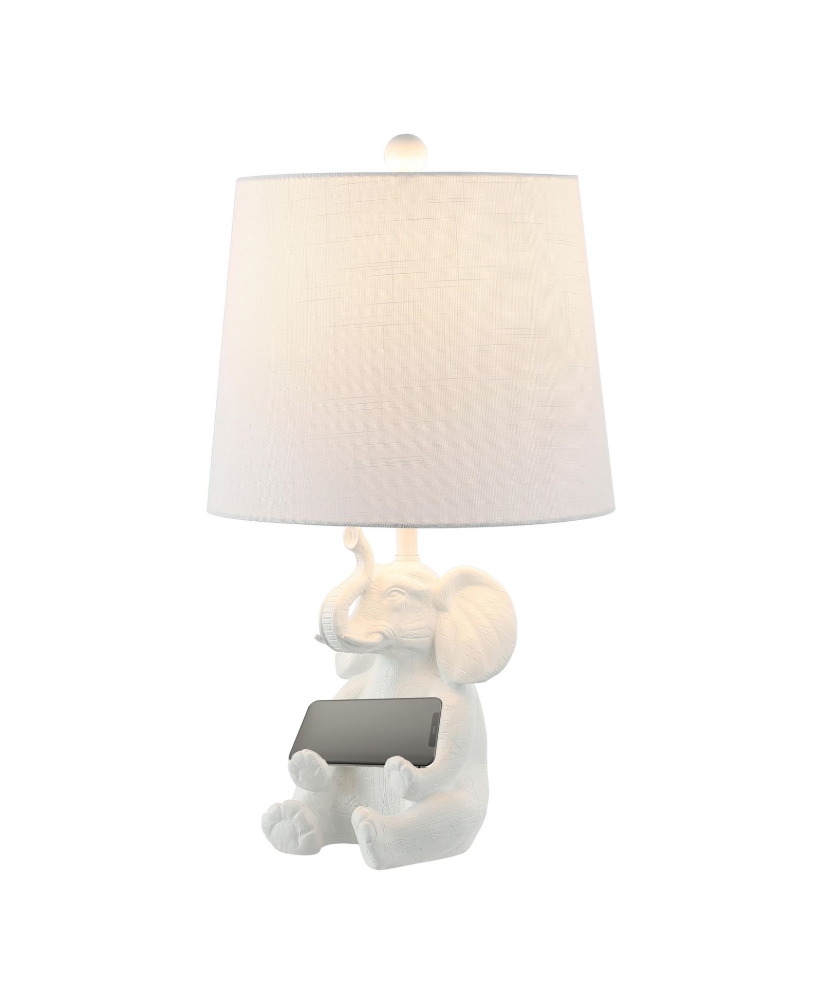 Kairi 21" Modern Shabby Chic Resin/Iron Happy Elephant LED Kids' Table Lamp with Phone Stand, Blue