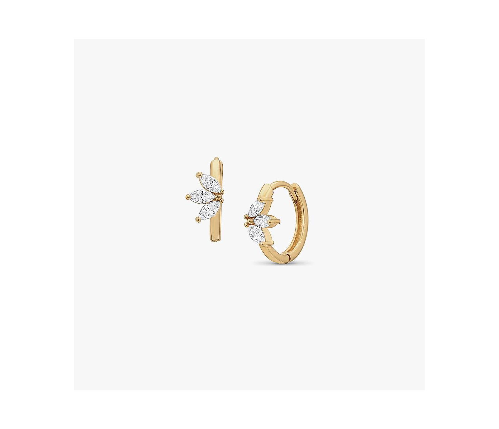 Серьги-кольца Bearfruit Jewelry 14k Gold Plated Lotus