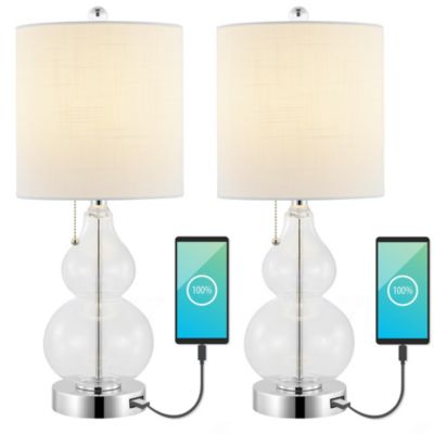 Настольная лампа Cora Classic Retro Glass LED с USB-портом (комплект из 2 шт.)