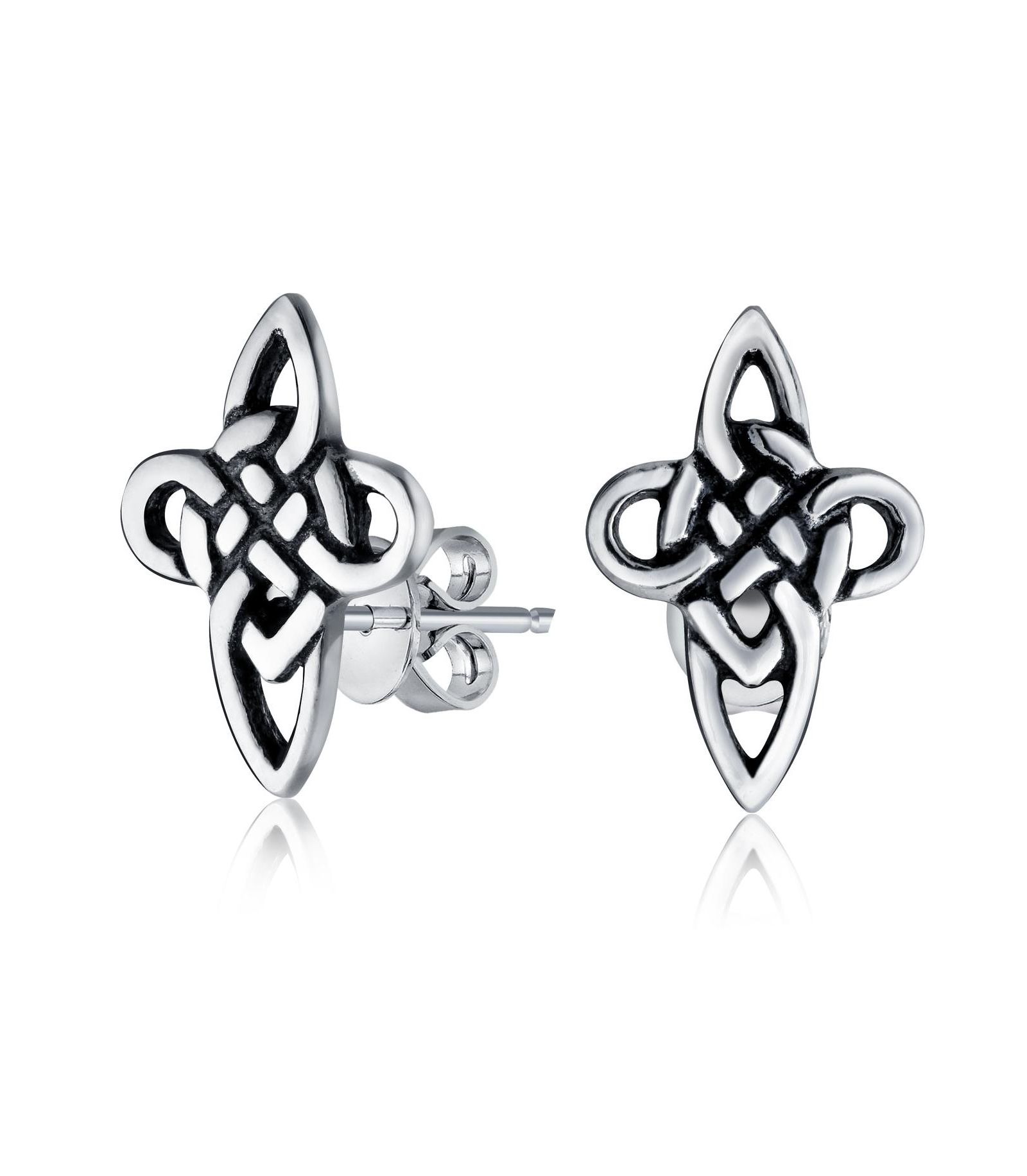 Bling Jewelry Religious Celtic Love Knot Infinity Cross Stud Earrings Sterling Silver