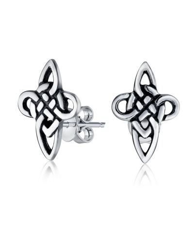 Bling Jewelry Religious Celtic Love Knot Infinity Cross Stud Earrings Sterling Silver