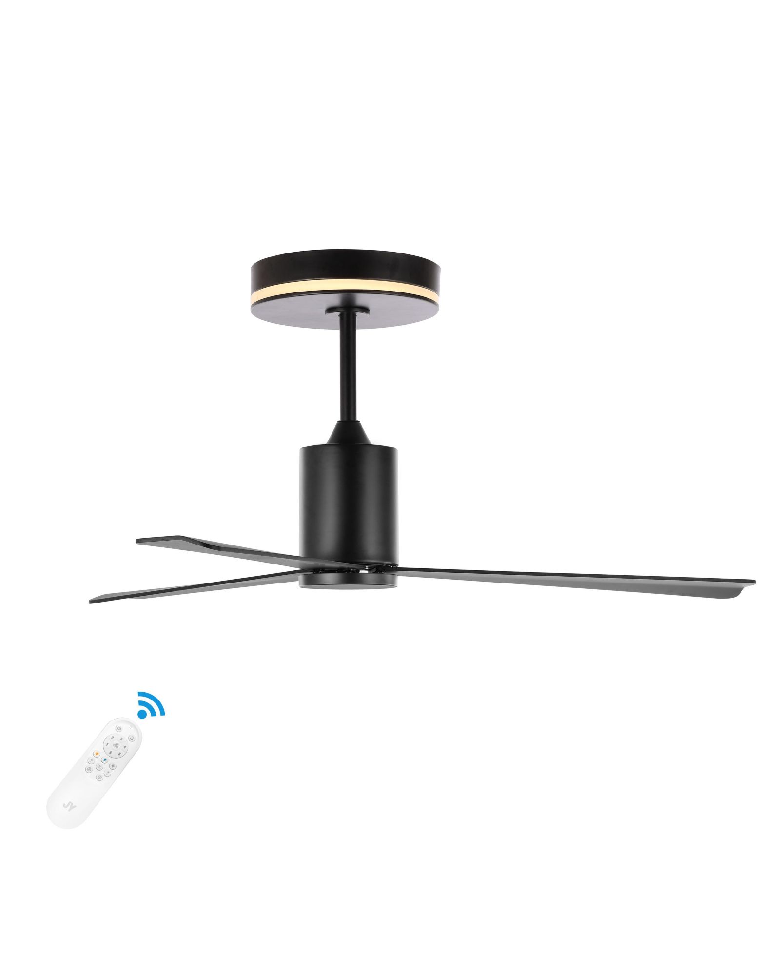 Потолочный светильник Levi 52" 1-Light Contemporary Minimalist 6-Speed Iron Height Adjustable Integrated LED с пультом, Black