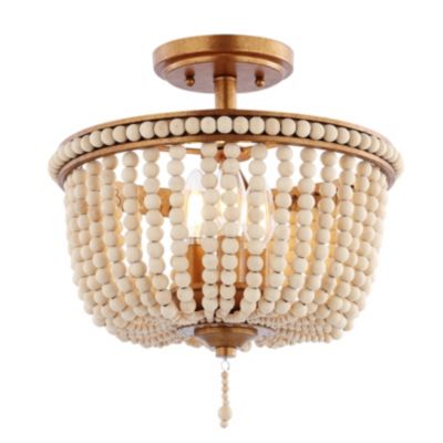 Потолочный светильник Allie Wood Beaded/Metal LED Flush Mount