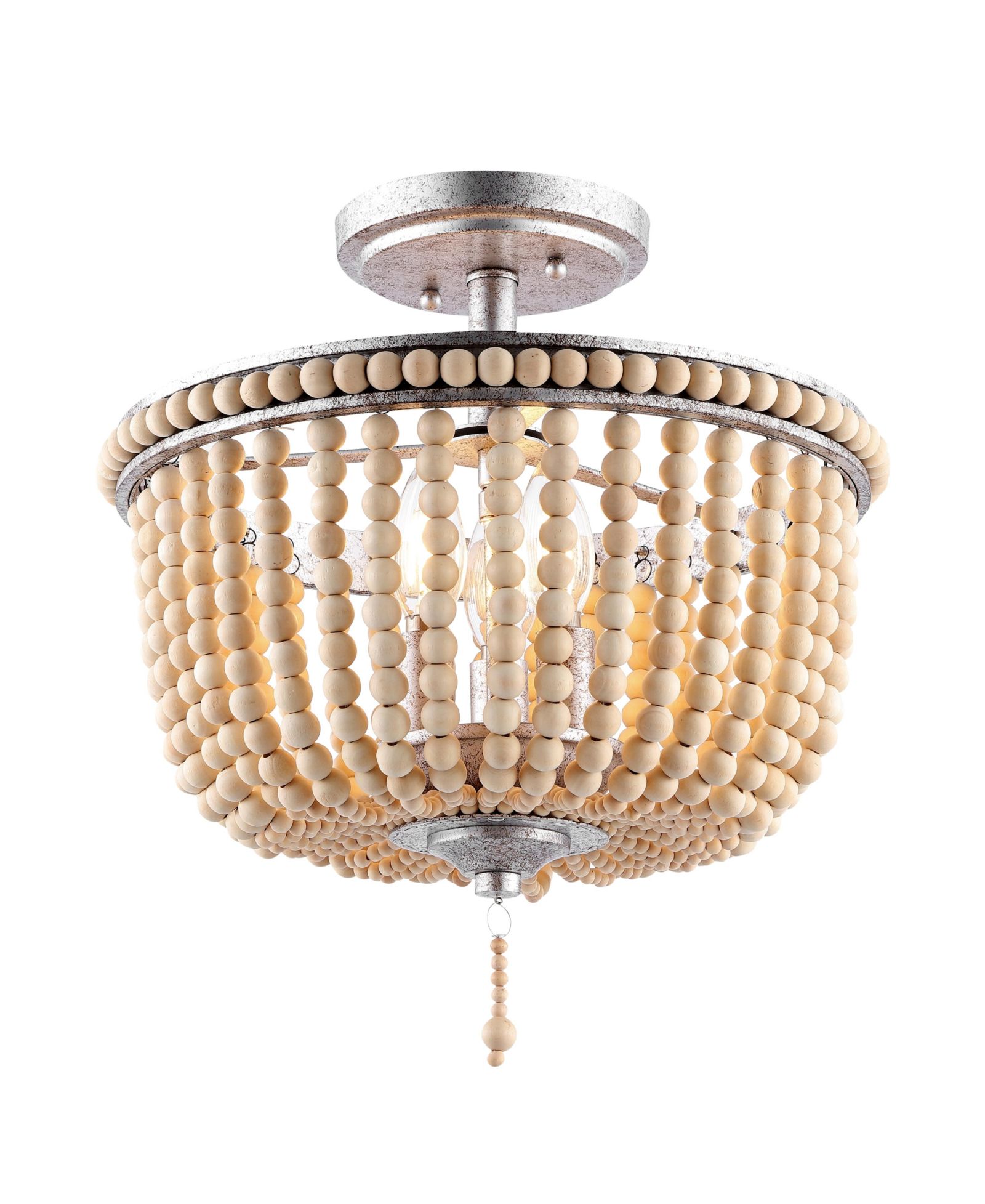 Allie Wood Beaded/Metal LED Flush Mount Ceiling Light