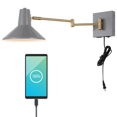 Настенный светильник Hygge Swing Arm Modern Midcentury Iron с USB-портом и LED