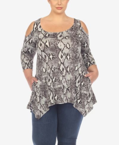 White Mark Plus Size Туника с принтом змеи и открытыми плечами