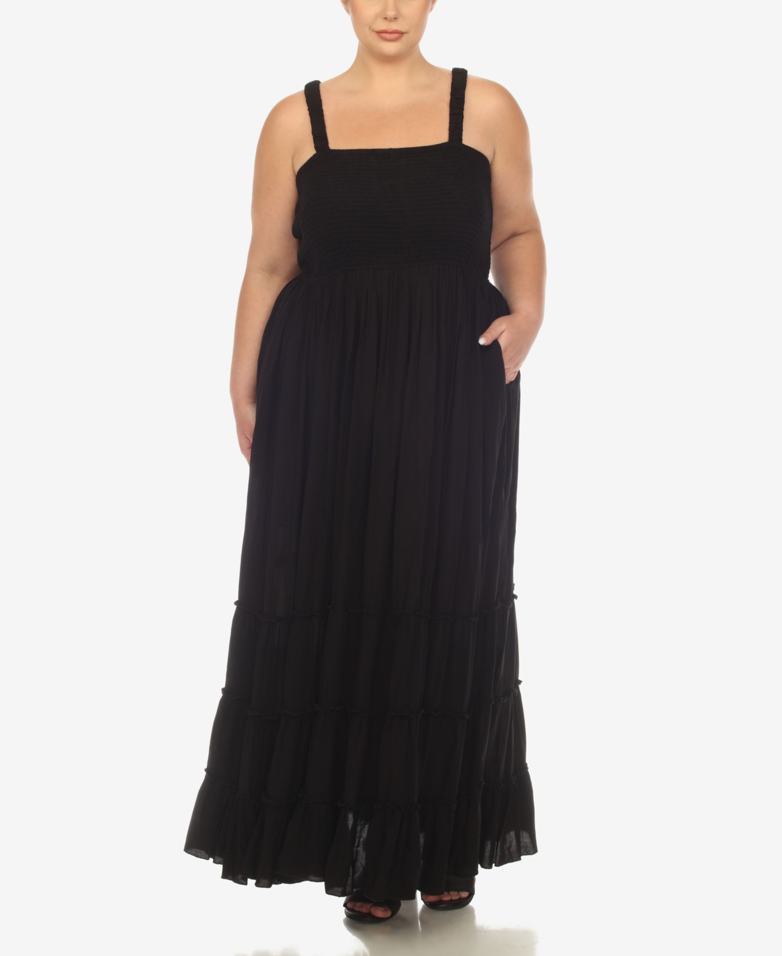 Женское платье White Mark Plus Size Smocked Ruffle Maxi