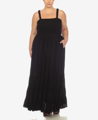 White Mark Plus Size Smocked Ruffle Maxi Dress