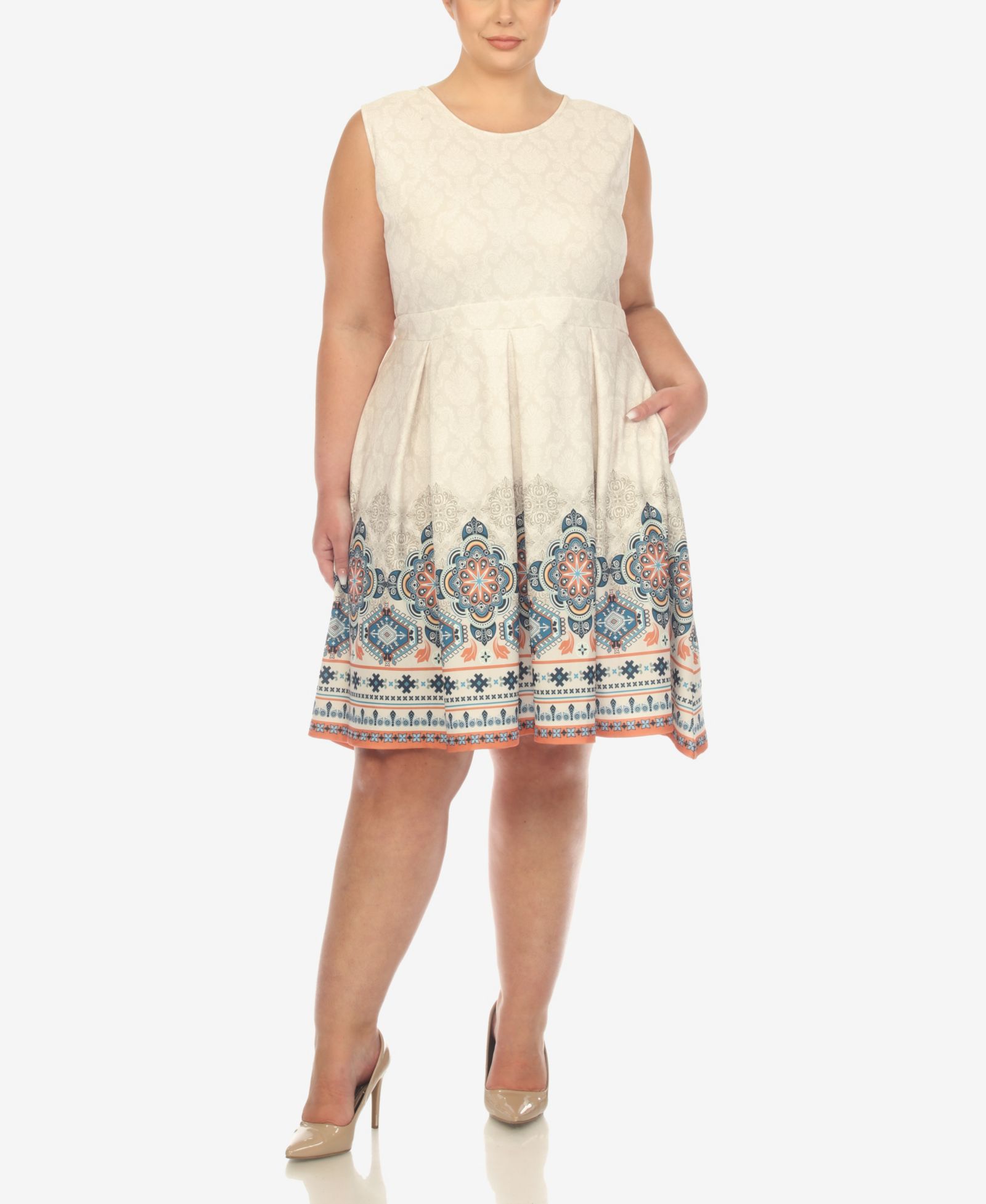 Женское платье White Mark Plus Size Fit and Flare Knee Length
